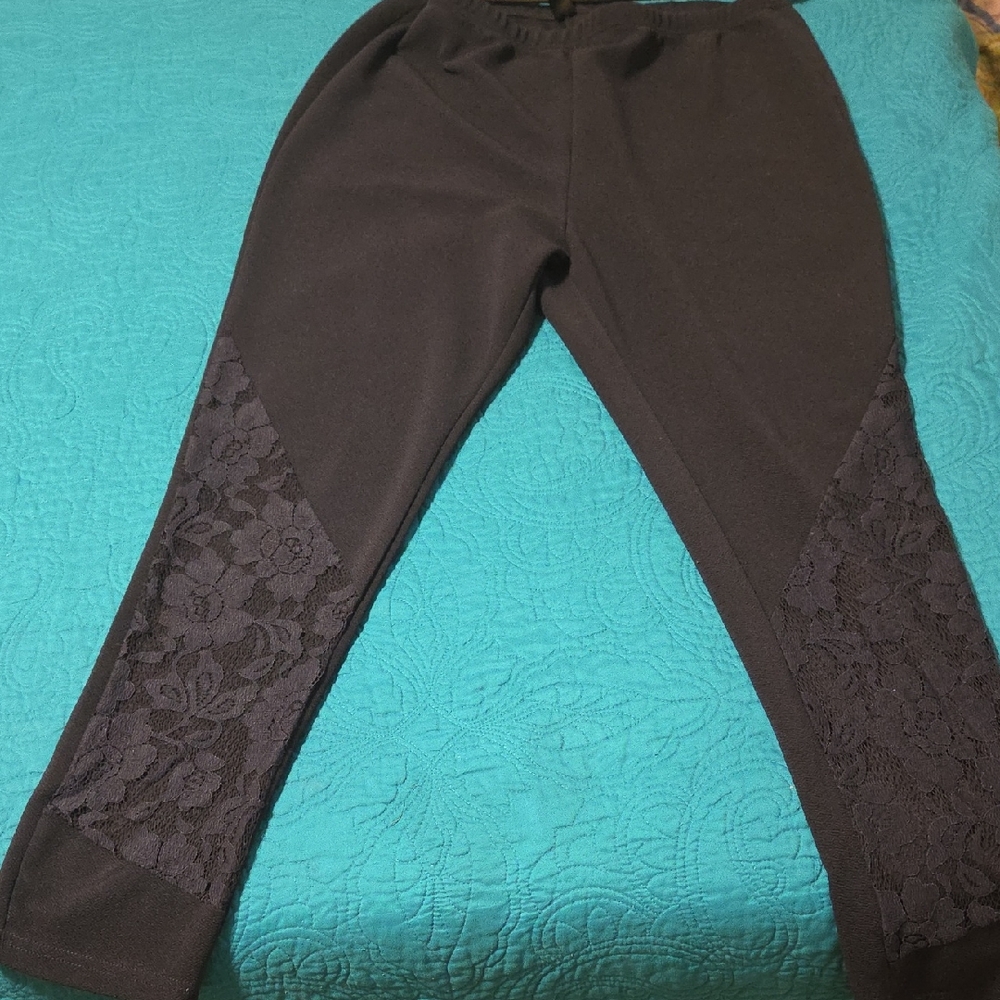 Navy Blue Lace Panel Pants
